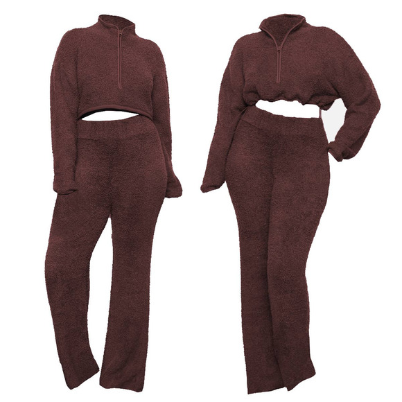 SKIMS Other - SKIMS XXL Set Purple NEW Sherpa Teddy Crop Pullover Sweater Wide Leg Sweatpant